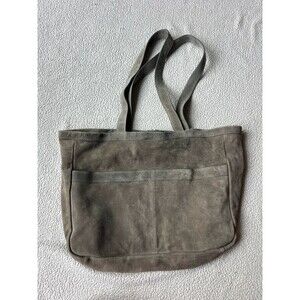 UrbanCode London Double Pocket Suede Leather Tote Grey